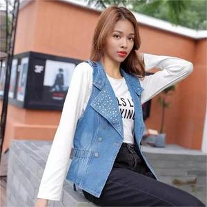 Últimos Modelos de Chalecos Vaqueros sin Mangas con Cuentas y un Solo Botón para Mujer - Product Image 5
