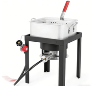 Friteuse extérieure en aluminium de 12 litres avec panier intérieur nano-enduit et brûleur au propane de 50 000 BTU pour la friture du poisson, des ailes de poulet et des frites