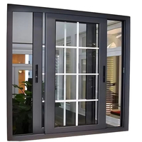 Ventana de Aluminio con Triple Acristalamiento, Aislamiento Acústico, Resistente a Huracanes, para Balcón, Ventana Corredera de Aluminio Negro