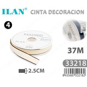 ริบบิ้นตกแต่ง ILAN กว้าง 2.5 ซม. ยาว 37 ม. ลายมาดริด สำหรับงานประดิษฐ์และตกแต่ง - Product Image 3
