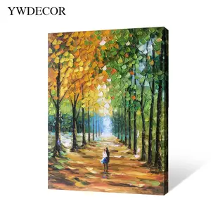 Free sample hand painted oil painting modern forest landscape 100% handmade wall art painting for home decoration