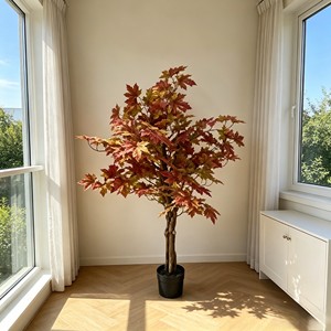 Árbol artificial de arce rojo con 3 troncos y 2 ramas, árbol de simulación en maceta para decoración de esquinas de hogar u oficina - Product Image 4