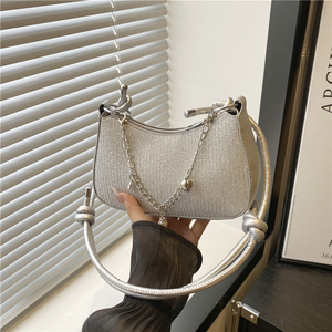 2025 Neue modische Damen-Umhängetasche Hochwertige, glänzende Umhängetasche mit ketten förmigem Polyester-Futter mit Reiß verschluss und Reiß verschluss - Product Image 5