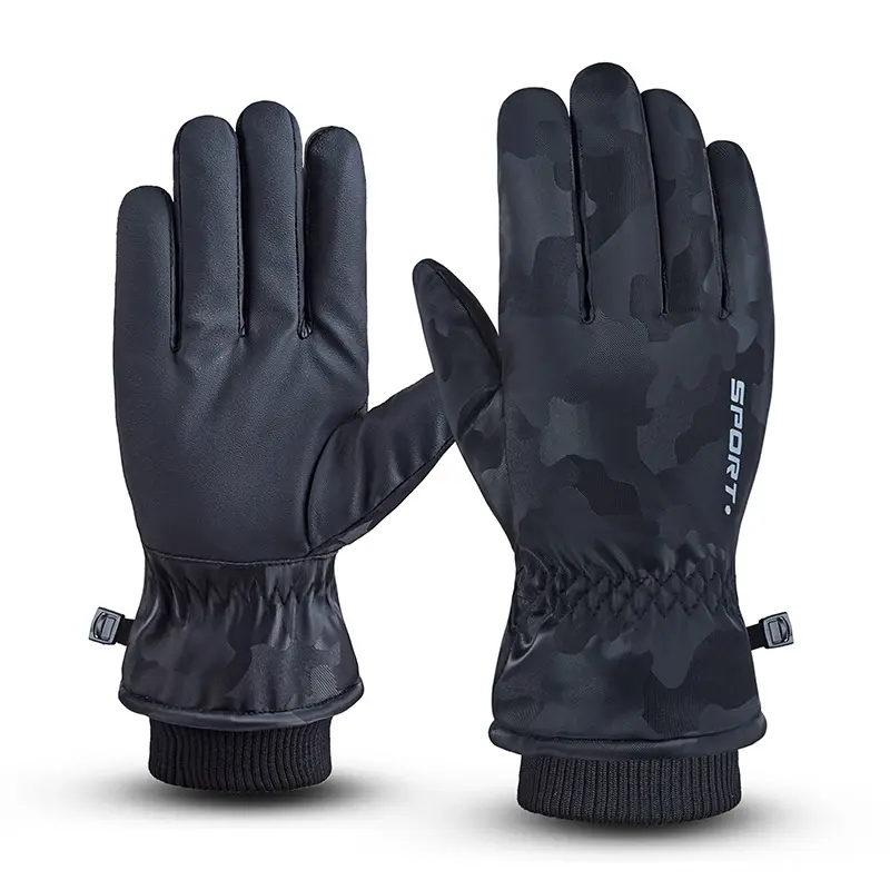 2023 warm snow snowboard men leather waterproof ski winter gloves