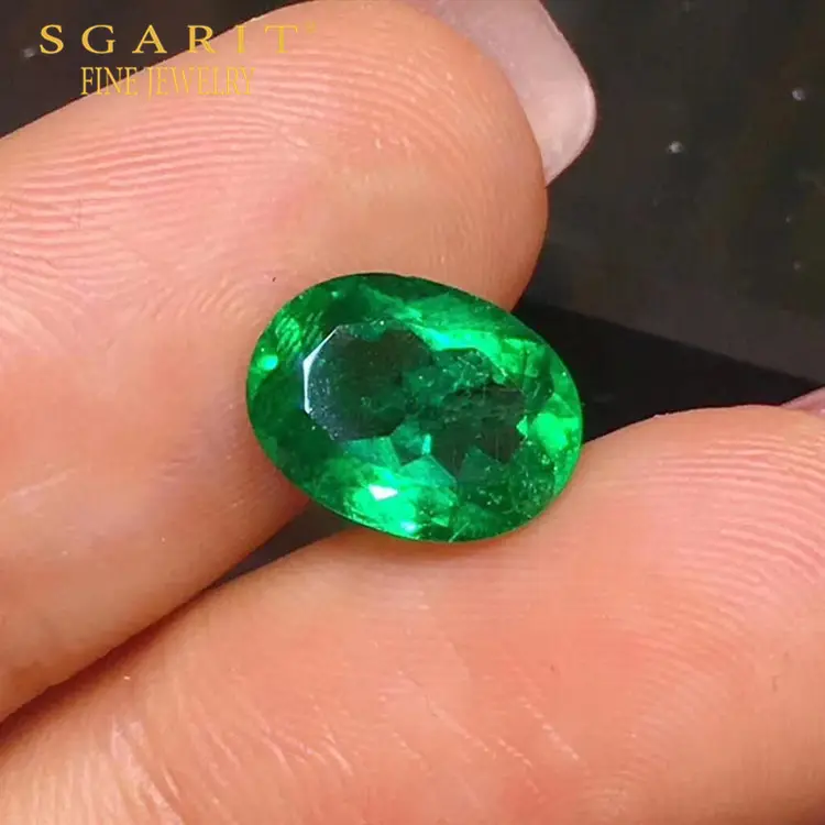 SGARIT-gemas preciosas para mujer, joyería con corte ovalado de Colombia 2,62 CT, Esmeralda natural verde vívida, Gema suelta