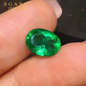 SGARIT değerli taşlar takı toptan kolombiya Oval kesim 2.62ct canlı yeşil doğal zümrüt gevşek taş