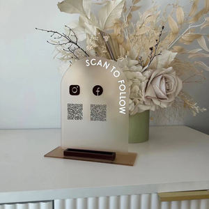 Miễn Phí Cá Nhân Tùy Chỉnh Màu Xanh Lá Cây Acrylic Dấu Hiệu Quang Cửa Hàng Hiển Thị Bảng Dấu Hiệu QR Mã Đứng Xã Hội QR Mã Bảng Hiển Thị - Product Image 5