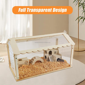 Cage pour hamster en <span class=keywords><strong>bois</strong></span> naturel Maisons de hamster en <span class=keywords><strong>bois</strong></span> avec acrylique pour gerbille, hamster syrien, chinchillas - Product Image 2