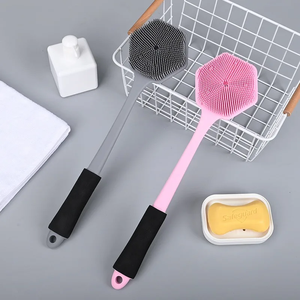 Silicone Bath Scrubber Dual-Sided Massage & Cleaning Shower Brush Ergonomic Long Handle Grip Bathroom Back Scrubber - Product Image 5