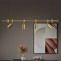 Lustre de Bar Suspendu Vintage Moderne en Laiton Doré de Luxe, Luminaire LED pour Îlot de Cuisine et Pendentifs