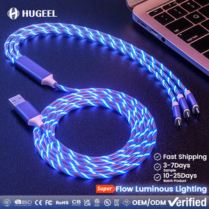 HUGEEL Cavo <span class=keywords><strong>USB</strong></span> 3 in 1 con Illuminazione LED a Flusso Luminoso per Ricarica Telefono 17 16 15 14 13 Samsung Multi Porta <span class=keywords><strong>USB</strong></span> C - Product Image 1