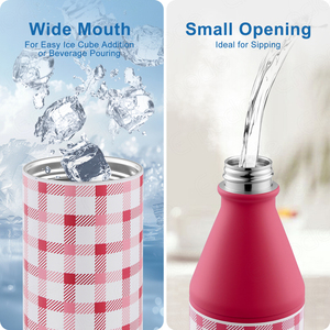 <span class=keywords><strong>Botella</strong></span> de Agua Deportiva Aislada de Acero Inoxidable de 12 oz, <span class=keywords><strong>Botella</strong></span> Reutilizable a Prueba de Fugas con Diseño a Cuadros para Viajes y Uso al Aire Libre - Product Image 2