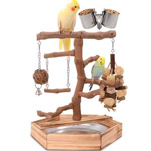 LIMIO Natural Grape Wood Cute <strong>Bird</strong> Parakeet Playground &amp; Perch Stand for Parakeets Cockatiels &amp; Small <strong>Birds</strong> - Product Image 1