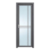 Porte battante en aluminium à cadre étroit de style moderne, verre dépoli, finition thermolaquée, isolation phonique, quincaillerie allemande, salle de bain, hôtel