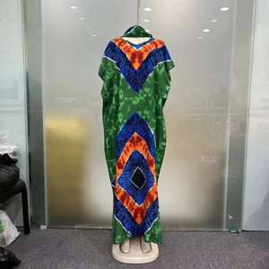 Abito lungo in cotone con design Kitenge africano stampato a maniche corte di nuova moda 2024 - Product Image 6