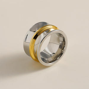 Bague de bijouterie fantaisie pour femmes, bague en acier inoxydable, bijoux plaqués or, bague de fiançailles, style simple - Product Image 3