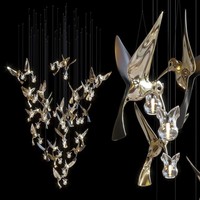 Lustre moderne en verre avec décor d'oiseau pour hôtels et restaurants Grande lampe suspendue au plafond pour villa et centre commercial