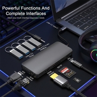 Hub USB 3.0 11 en 1, Adaptador Tipo C Compatible con 4K, con Lector de Tarjetas RJ45 SD/TF, Carga Rápida PD100W para Computadora Portátil