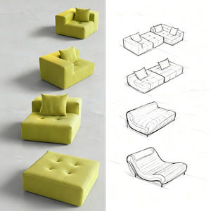 Sofá Modular Saien Oasis Time, Verde, con Cojines Suaves, en Forma de L, Desmontable, Lavable, con Tela Flocada, para Hogar o Cafetería - Product Image 4