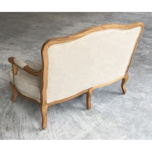 फ्रेंच प्राचीन ओक ठोस लकड़ी के फ्रेम के साथ 2 सीट सोफे कमरे में रहने वाले फर्नीचर सोफे - Product Image 3