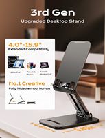 Support pliable LISEN 2026 pour tablette iPad iPhone Kindle 4-15.9, support de bureau portable pour la maison, le bureau et les voyages, noir