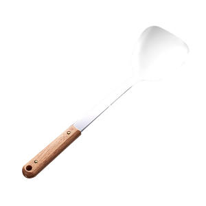 Louche à soupe en acier inoxydable de qualité supérieure, 35 cm, manche en bois, ustensile de cuisine robuste, ensemble de cuillères de cuisson - Product Image 5