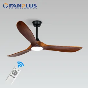 Nordic 52 "Solid wood 3 blade Modern DC motor Quiet electric decorative ceiling fan lights indoor ceiling fan With Light