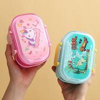Boîte à lunch double couche pour enfants cartoon boîte à lunch portable en plastique frais scellé pour étudiants
