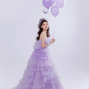 Violet Tulle Ball Gown Strapless Empire Waistline Wedding Dress Fairy Tale Cake Style Photo Studio Outfit Birthday Party Costume - Product Image 1