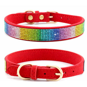 Collar de cristal para mascotas, accesorio de terciopelo de estilo coreano, dorado, pequeño, mediano y grande, venta al por mayor - Product Image 3