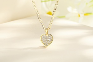 Collar con Colgante de Corazón de Latón Chapado en Oro de 18K con Circonita Cúbica Blanca Aaa, Joyería de Moda al por Mayor para Mujer - Product Image 2