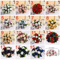 Bouquet de fleurs artificielles en fausse soie pour mariage, roses artificielles, boules de fleurs pour centre de table de mariage