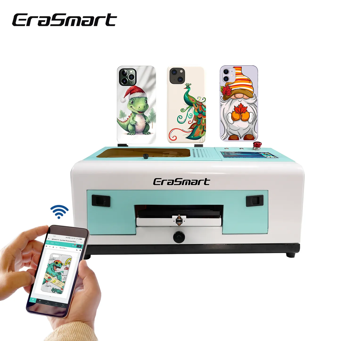 Erasmart piccolo economico adatto stampa in pelle ID Card Mobile Wifi stampante automatica diretta cloud case per telefono uv stampante