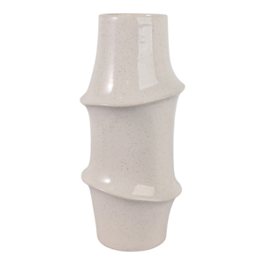 Vaso in ceramica minimalista con finitura macchiettata e dettagli ad anello per decorare il soggiorno con fiori freschi - Product Image 3