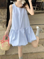 Robes midi respirantes et élégantes sans manches pour femmes, support OEM ODM, tissu personnalisable, marque privée, couleur assortie