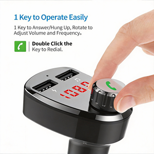 Allume-cigare portable pour voiture, kit de charge rapide PD, double USB, chargeur de téléphone mains libres, lecteur MP3 BT5.0, émetteur FM sans fil 10m - Product Image 3