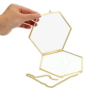 <span class=keywords><strong>Marco</strong></span> DE FOTOS colgante de cristal dorado de pared hexagonal, <span class=keywords><strong>marco</strong></span> flotante con cadenas - Product Image 4