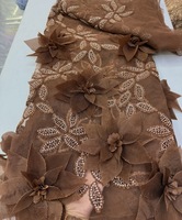 Dentelle française 3D brodée de haute qualité 2026 avec sequins et perles, motif floral, pour robe de soirée romantique