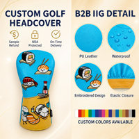 PRIMUS GOLF Housse de club de golf personnalisée avec broderie de dessin animé Sushi, protection de club en PU avec logo alimentaire personnalisé