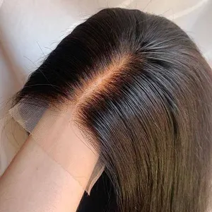 Indio de la Virgen de la onda Natural del pelo a granel frente de encaje Cierre de pelo pieza