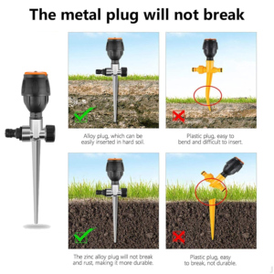 Arroseur automatique bidirectionnel pour jardin, buse de jardin à rotation 360°, système d'irrigation automatique pour pelouse, portée de pulvérisation de 65 pieds - Product Image 5