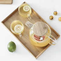 Théière en verre Borosilicate, résistante à la chaleur, avec couvercle en acier inoxydable et en bambou, conteneur de jus transparent, vente en gros, 500 — 1000m l
