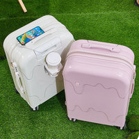 Valise unisexe en ABS avec porte-gobelet, dotée d'une palette de couleurs inspirée de la crème glacée, d'un design frais et d'une construction durable