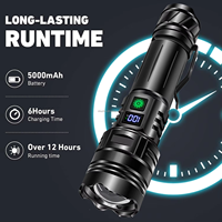 Lampe torche tactique rechargeable étanche à longue portée 1000m, zoomable, haute luminosité, pour situations d'urgence et activités extérieures