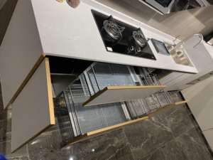 Nouveau matériau armoires de cuisine à revêtement électrique personnalisables armoires de cuisine Shaker armoires de cuisine ensembles complets avec cuisinière et évier - Product Image 4