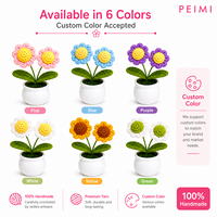 Mini fleur en pot tricotée au crochet à 2 têtes, faite à la main, pour la décoration de bureau et de maison, cadeau esthétique en fil