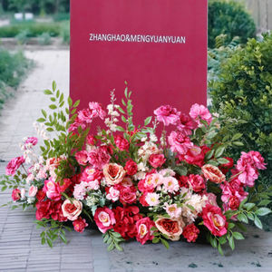 Vente en Gros Usine Rose Vif Cadre de Toile de Fond de Mariage Décor Arrangement Floral en Rangée Fleur de Sol Décoration d'Événement Rose - Product Image 2