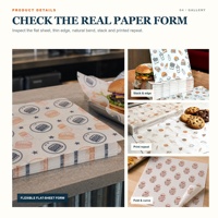 Papier d'emballage personnalisé imprimé, couché, double face, en pâte de bois vierge, résistant à la graisse, pour sushi, shawarma, sandwich, burger, charcuterie