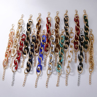 Gelang rantai chunky motif leopard warna-warni dari resin akrilik lucite multi-lapis Amerika Eropa