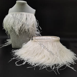 Personnalisable 2/3/4 couches <span class=keywords><strong>épaisse</strong></span> <span class=keywords><strong>frange</strong></span> de plumes moelleuses sur ruban pour robe couture garniture de plumes d'autruche - Product Image 5